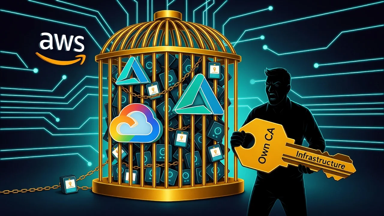 How platform lock-in manifests in IoT device identity management: CA, SDK, data, and monitoring layers all tied to a single cloud provider