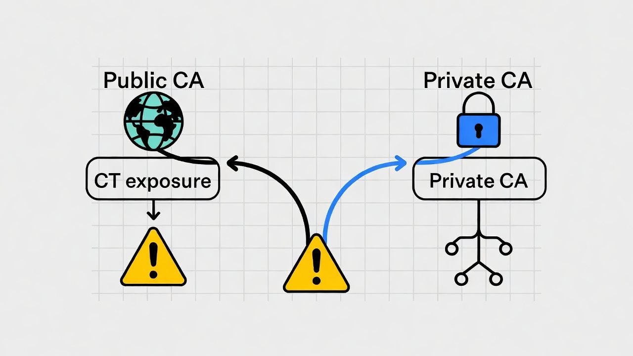 Public Web PKI vs internal CA: choosing what to delegate versus what you must control, visibility included.