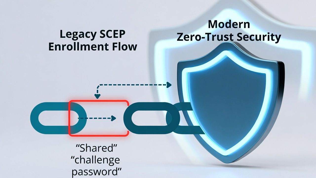 SCEP and NDES still underpin MDM and network gear—legacy enrollment collides with zero-trust and shorter-lived credentials.