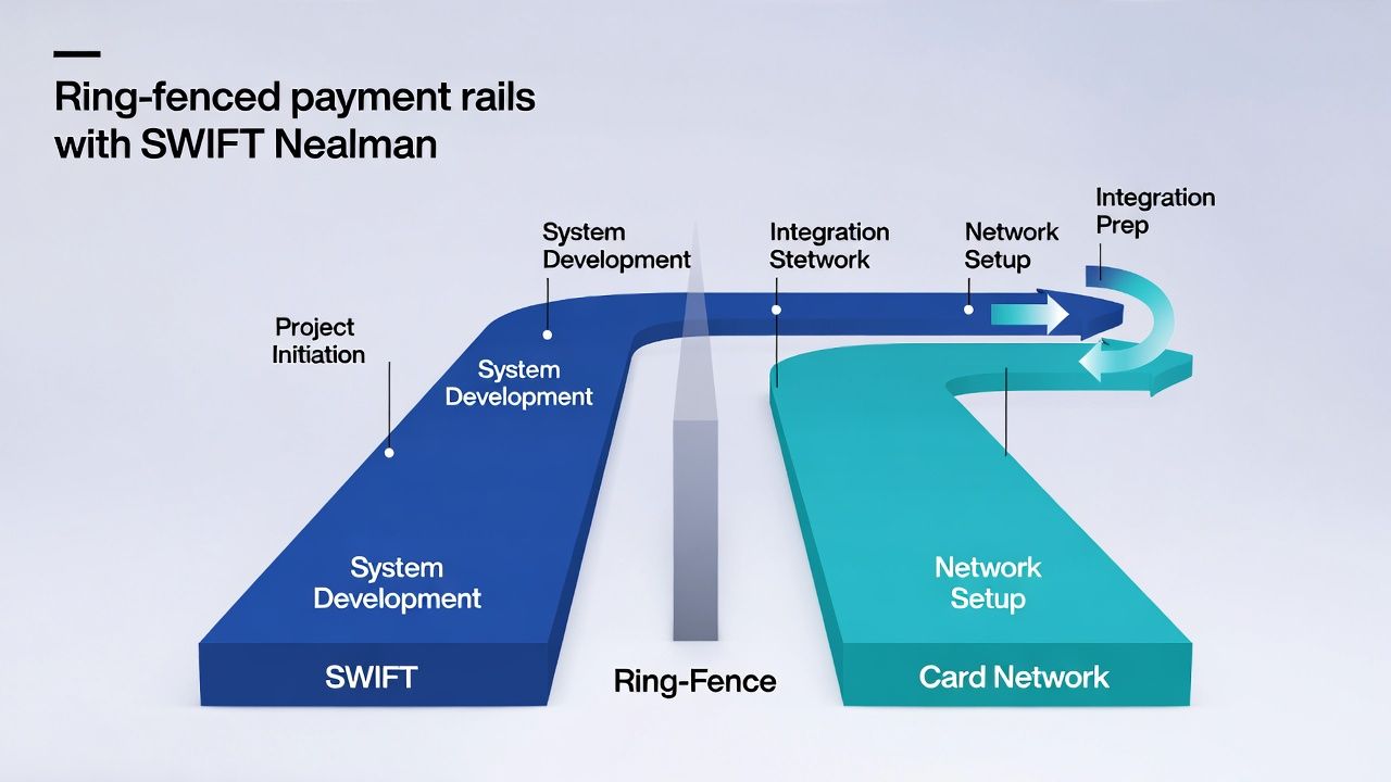 Ring-fenced entities and payment-scheme certificates—parallel migrations on regulators’ and operators’ clocks.