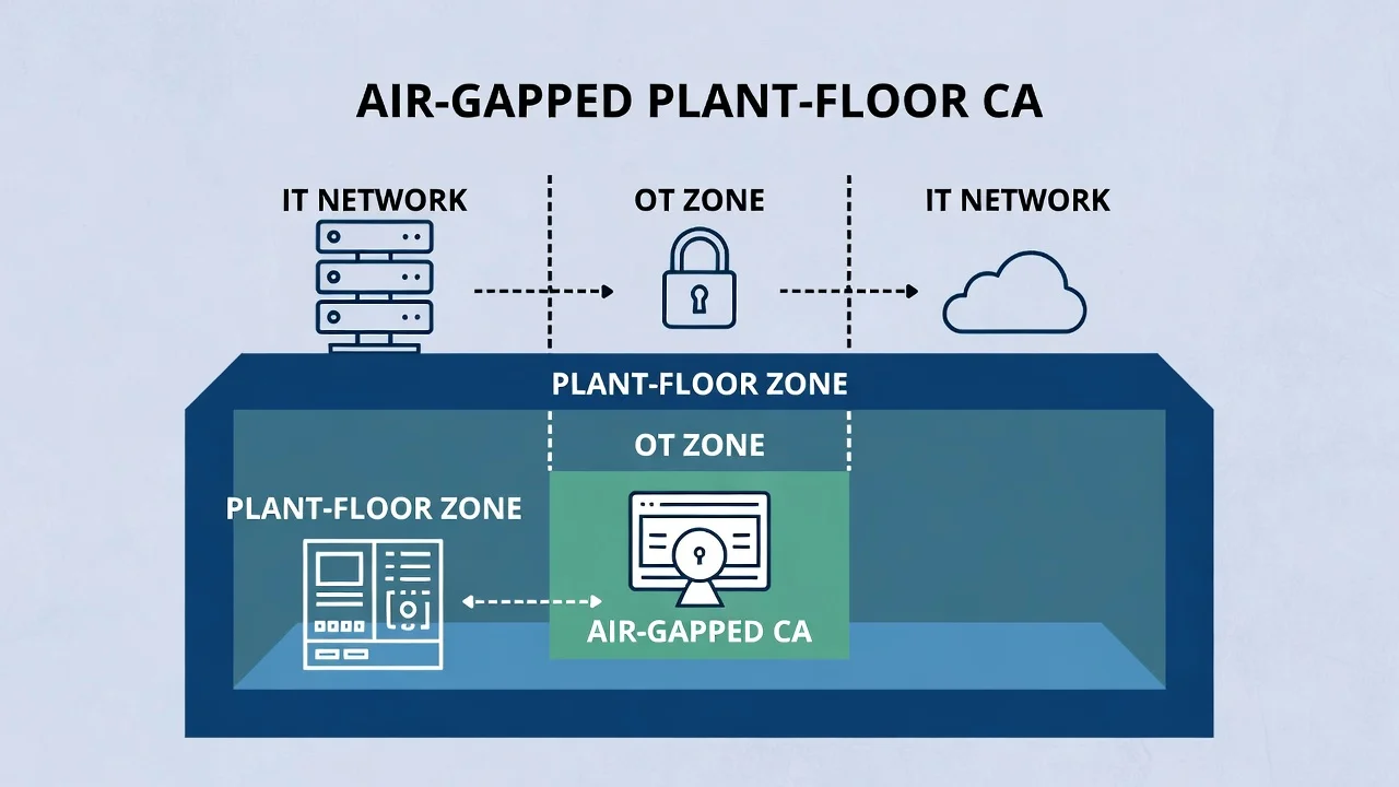 Air-gapped and zoned OT: CAs, CRLs, and enrollment that work when the factory cannot phone home to IT.