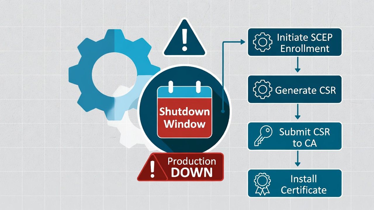 PLCs and controllers: SCEP or static load as the only path; migration waits on shutdowns and vendor firmware.