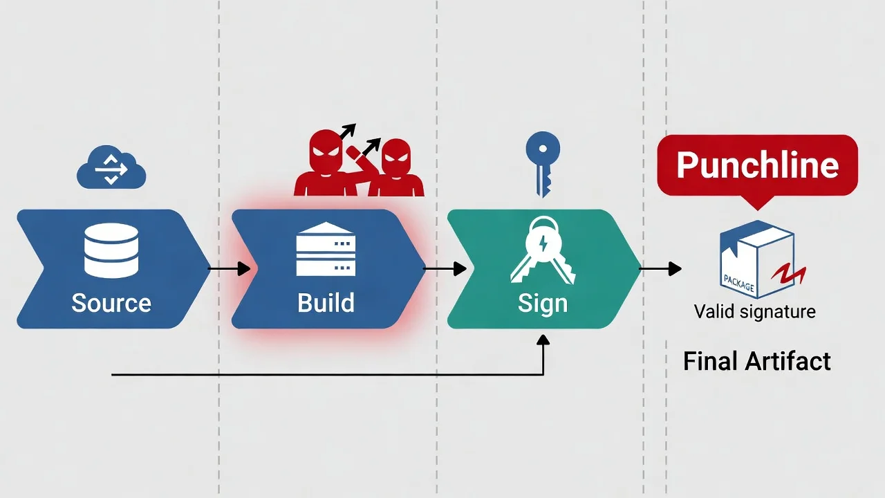 The signing key is only one link—pipeline integrity, build provenance, and who can trigger signing matter just as much.