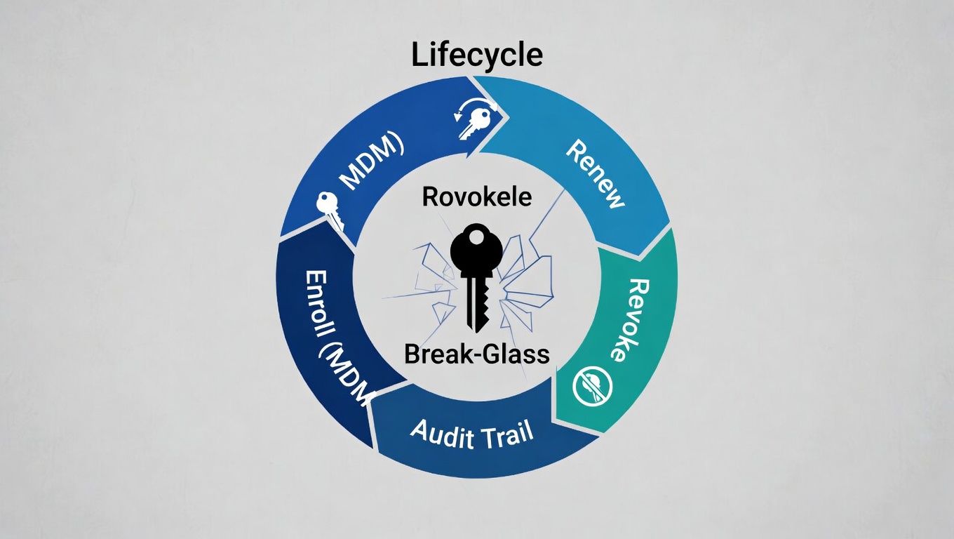 Client certificate lifecycle at scale: provision, renew, revoke fast—and break-glass that works when the CA or MDM path fails.